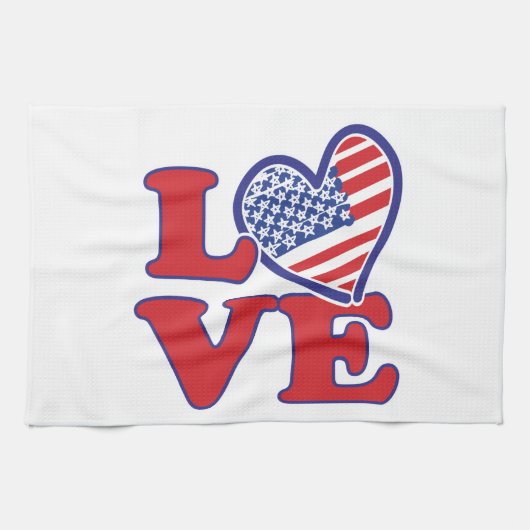 Ich Liebe USA Herz Geschirrtuch (Horizontal)