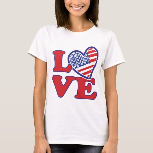 Ich Liebe USA Herz T-Shirt (Vorderseite)