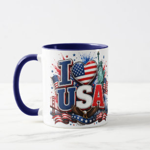 Ich liebe USA patriotischer Fußball-Fan-Becher A Tasse