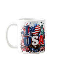 Ich liebe USA patriotischer Fußball-Fan-Mug | Amer