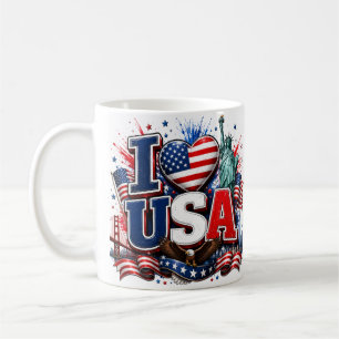Ich liebe USA patriotischer Fußball-Fan-Mug Amer Kaffeetasse
