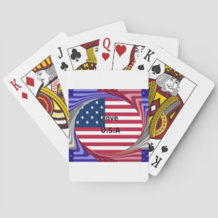 Ich liebe USA Wirbel: Patriotischer Herz Kunst Dru Spielkarten