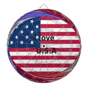Ich liebe USA-Wirbel: Patriotisches Herz-Kunstwerk Dartscheibe