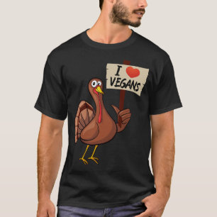 Ich Liebe Vegane lustige Erntedank Truthahn T-Shirt