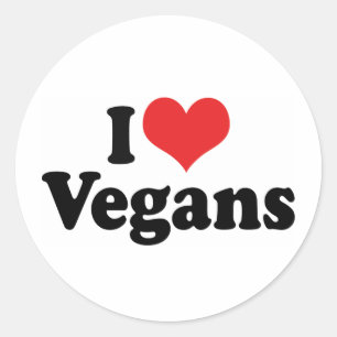 Ich liebe Veganer Runder Aufkleber