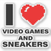 Ich Liebe Videospiele und Sneakers Aufkleber (Vorderseite)