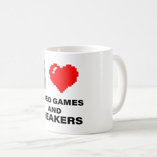 Ich Liebe Videospiele und Sneakers Kaffeetasse (VorderseiteRechts)