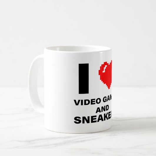 Ich Liebe Videospiele und Sneakers Kaffeetasse (Vorderseite Links)