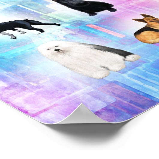 Ich Liebe viele Hunde Poster (Ecke)