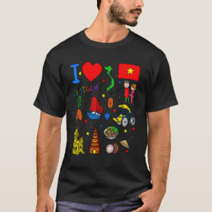 Ich liebe Vietnam Handgezeichnete vietnamesische L T-Shirt