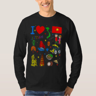 Ich liebe Vietnam Handgezeichnete vietnamesische T-Shirt
