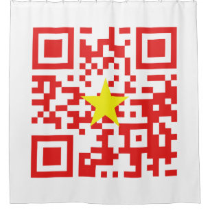 Ich liebe Vietnam (Tôi Yêu Việt Nam) Flag QR Code Duschvorhang