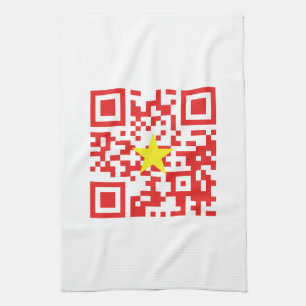 Ich liebe Vietnam (Tôi Yêu Việt Nam) Flag QR Code Geschirrtuch