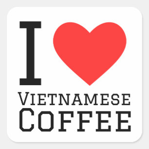 Ich Liebe vietnamesischen Kaffee Quadratischer Aufkleber