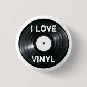 Ich liebe Vinyl-Schallplatten-Button Button (Vorderseite)