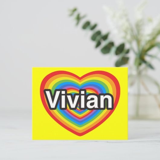 Ich Liebe Vivian. Ich Liebe dir Vivian. Herz Postkarte (Stehend Vorderseite)