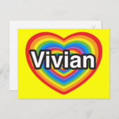 Ich Liebe Vivian. Ich Liebe dir Vivian. Herz Postkarte (Vorne/Hinten)