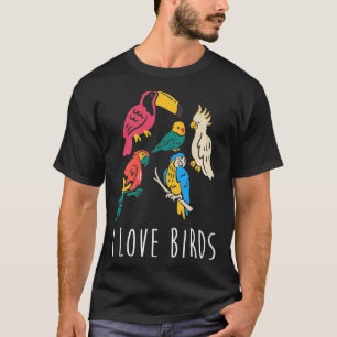 Ich liebe Vögel Papagei Cockatiel Jungle Tropical T-Shirt