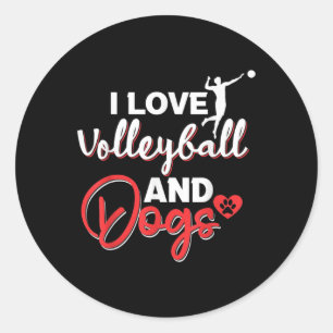 Ich Liebe Volleyball und Hunde Runder Aufkleber