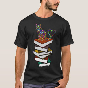 Ich Liebe von Katzen und Büchern T-Shirt