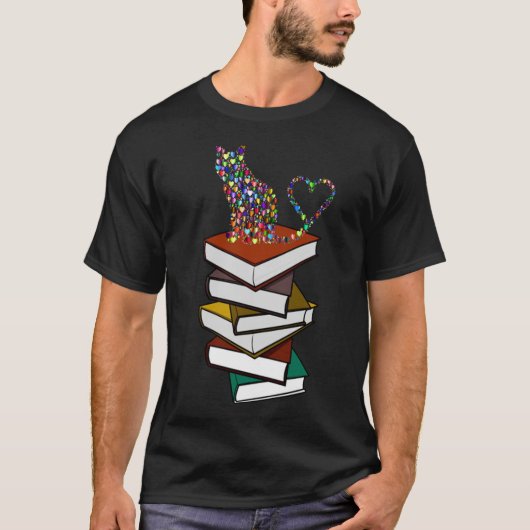 Ich Liebe von Katzen und Büchern T-Shirt (Vorderseite)