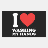 Ich Liebe wasche mir die Hände Rechteckiger Aufkleber (Vorderseite)