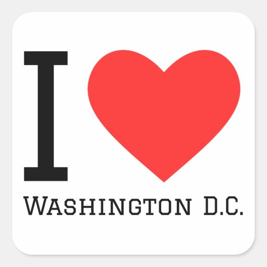 Ich Liebe Washington D.C. Quadratischer Aufkleber (Vorderseite)