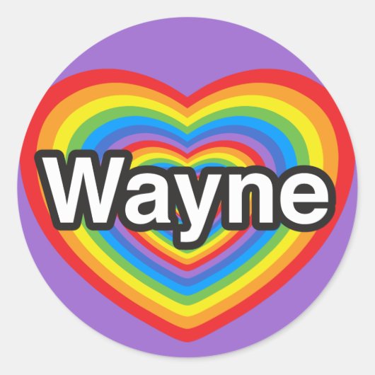 Ich Liebe Wayne. Ich Liebe dir Wayne. Herz Runder Aufkleber (Vorderseite)