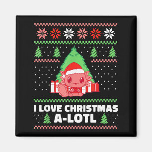 Ich liebe Weihnachten A-lotl Axolotl im Santa Hut Magnet