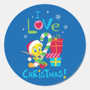 Ich liebe Weihnachten - TWEETY™ Runder Aufkleber