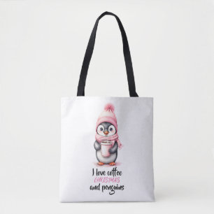 Ich Liebe Weihnachten und Pinguine in Rosa Tasche