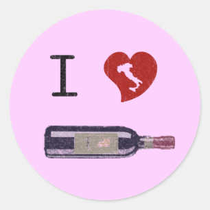 Ich liebe Wein Runder Aufkleber