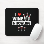 Ich Liebe Wein und Bowling byll Buttone Bowler Str Mousepad (Mit Mouse)