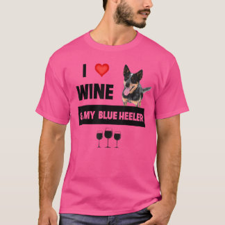 Ich Liebe Wein und mein Blue Heeler Mama Vater tri T-Shirt