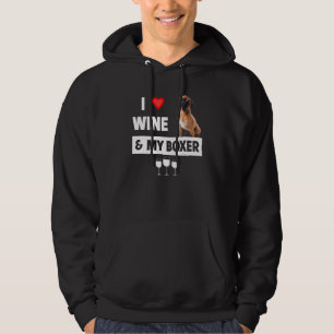 Ich Liebe Wein und mein Boxer Bulldog Mama Vater t Hoodie