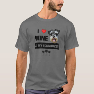 Ich Liebe Wein und mein Schnauzer Mama Vater Hund T-Shirt