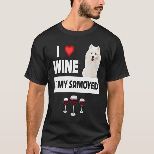 Ich Liebe Wein und meine Samoyed Herding Paws Mama T-Shirt (Vorderseite)