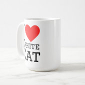 Ich liebe weiße Katze Kaffeetasse (Vorderseite Links)