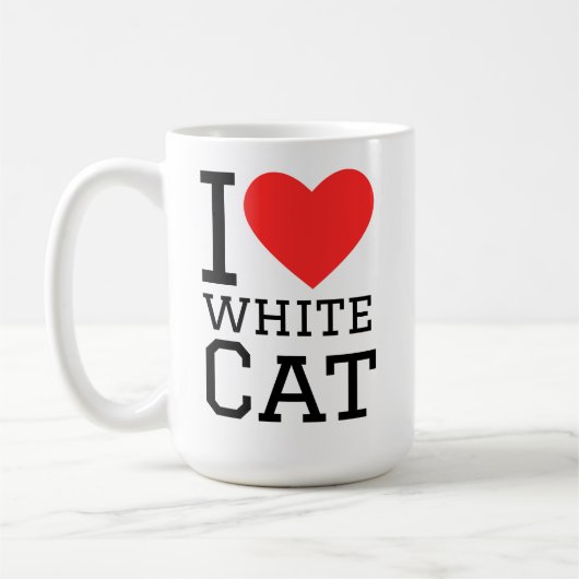 Ich liebe weiße Katze Kaffeetasse (Links)