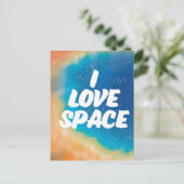 Ich liebe Weltraum Postkarte (Stehend Vorderseite)