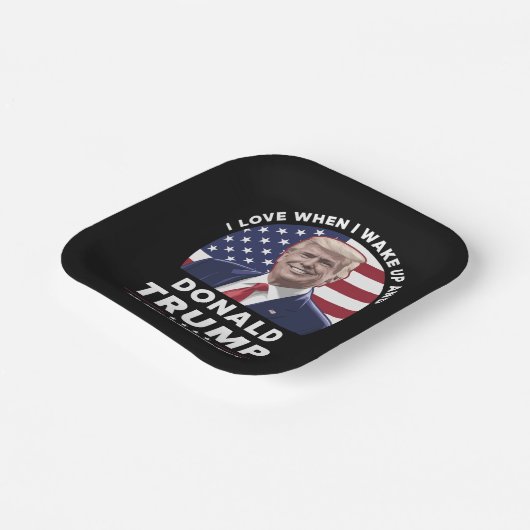 Ich Liebe, wenn ich Weckte und Donald Trump mein P Pappteller (Gewinkelt)