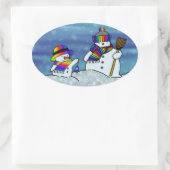 Ich Liebe Winter! Ovaler Aufkleber (Tasche)