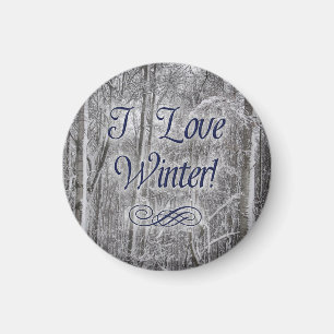 "Ich Liebe-Winter-" Schnee-Bedeckter Baum-Magnet Magnet