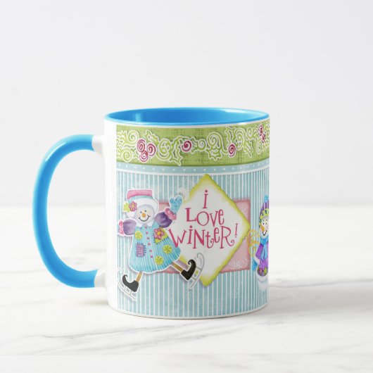 Ich Liebe Winterschneemänner Whimsikkaffee Cup Tasse (Links)