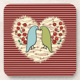 Ich Liebe Wintervögel und Berries Getränkeuntersetzer