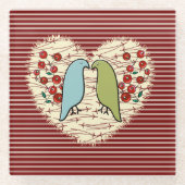 Ich Liebe Wintervögel und Berries Glasuntersetzer (Vorderseite)