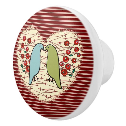 Ich Liebe Wintervögel und Berries Keramikknauf (Rechts)
