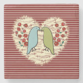 Ich Liebe Wintervögel und Berries Steinuntersetzer (Vorderseite)