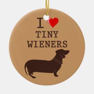 Ich liebe winzige Wiener Dachshund-Ornament Keramikornament