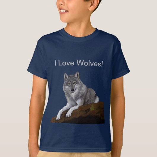 Ich Liebe Wölfe! T-Shirt (Vorderseite)